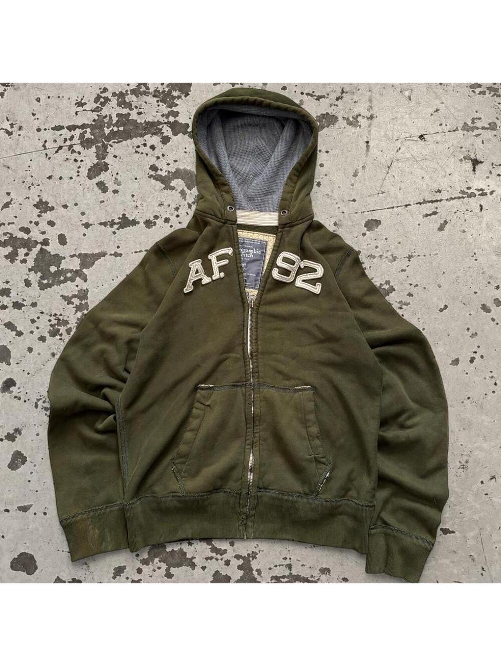 Mens Vintage Abercrombie and Fitch Zip Up Hoodie Size L